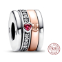 Charme Sterling Silber 925 Herz und Hufeisen, 4 Ringe - drehbare Perle am Armband Liebe