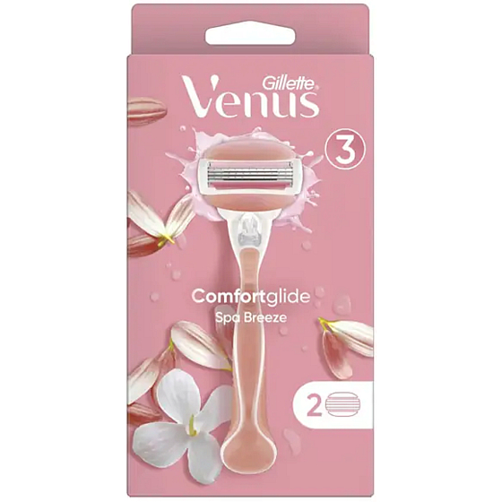 Gillette Venus Venus ComfortGlide Spa Breeze 3-Klingen-Rasierer + 2 Ersatzköpfe für Frauen