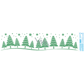 Bogen Weihnachtsaufkleber, Fensterfolie ohne Kleber Grüne Bäume mit Glitzer 50 x 12 cm