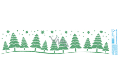 Bogen Weihnachtsaufkleber, Fensterfolie ohne Kleber Grüne Bäume mit Glitzer 50 x 12 cm