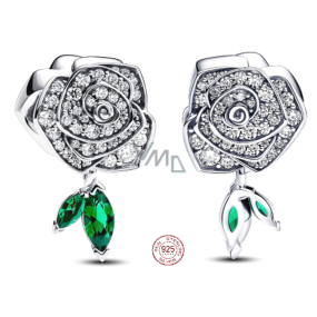 Charme Sterling Silber 925 Rose in Blüte, Perle auf Armband Natur Charme Sterling Silber 925 Rose in Blüte, Perle auf Armband Natur