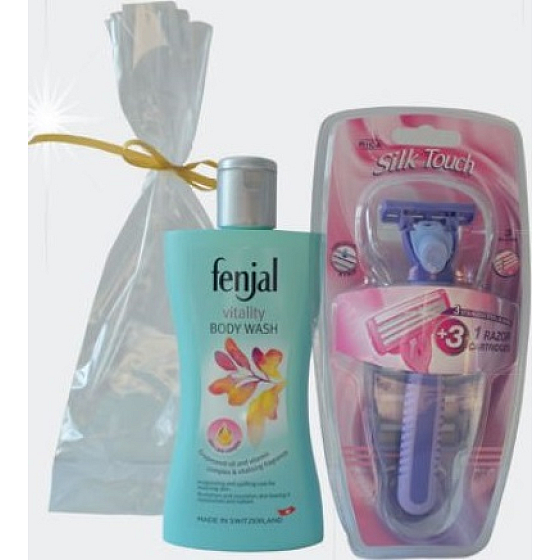 Fenjal Vitality Duschcreme 200 ml + Rica Silk Touch Rasierer 1 Stück + Ersatzkopf 3 Stück, Kosmetikset