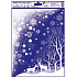 Fensterfolie ohne Klebeecke mit glitzernder Winterlandschaft mit Tieren 42 x 30 cm