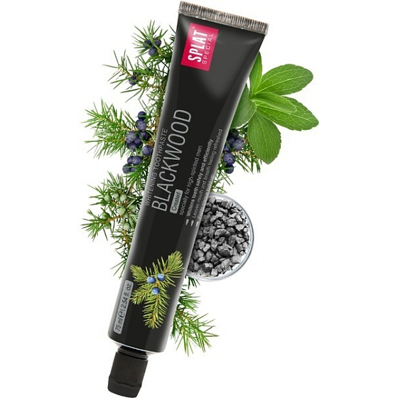 Splat Blackwood Zahnpasta schwarz für eine effektive Zahnaufhellung und Aufrechterhaltung des pH-Gleichgewichts in der Mundhöhle 75 ml