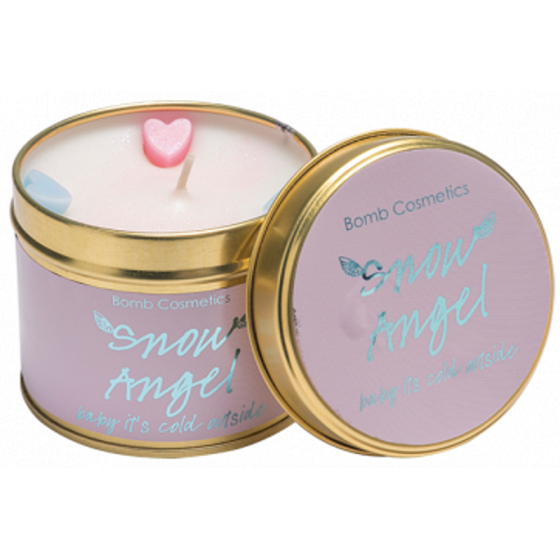 Bomb Cosmetics Snow Angel Duftende natürliche, handgemachte Kerze in einer Dose kann bis zu 35 Stunden brennen