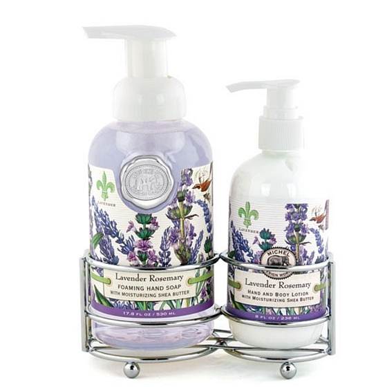 Michel Design Works Lavendel, Rosmarin schäumende flüssige Handseife 530 ml + Hand- und Körperlotion 236 ml, Kosmetikset
