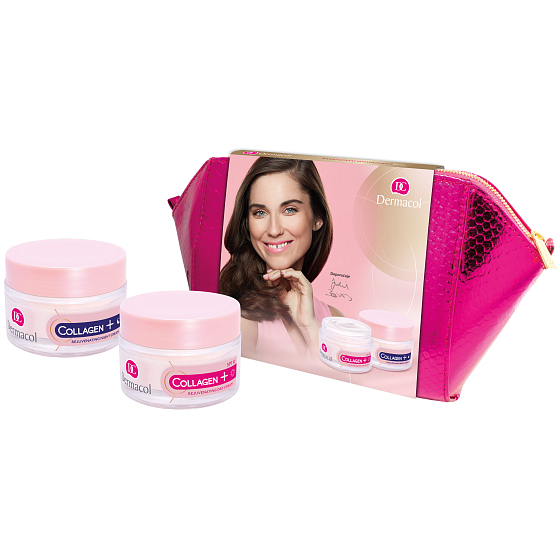 Dermacol Collagen + Verjüngende SPF10 Intensiv verjüngende Tagescreme 50 ml + Nachtcreme 50 ml + Hülle, Kosmetikset