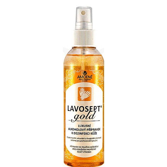 Lavosept Gold Cherry Luxus Händedesinfektionsmittel für Hände für den professionellen Gebrauch mehr als 75% Alkohol 200 ml Spray