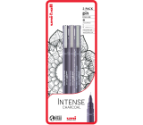 Uni Pin Intense Charcoal Zeichenstift-Set mit Spezialtinte 0,1/0,5 mm/Pinsel Dunkelgrau 3 Stück