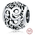 Sterling Silber 925 Magic Alphabet Buchstabe G mit Blumen, Perle für Armband