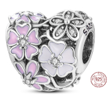 Charme Sterling Silber 925 Poetische Blumen Herz Perle auf Armband Liebe