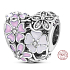 Charme Sterling Silber 925 Poetische Blumen Herz Perle auf Armband Liebe