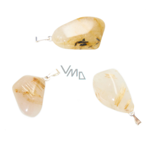 Kristall mit Rutil Trommel Anhänger Naturstein M, ca. 3 cm, Stein der Steine Kristall mit Rutil Trommel Anhänger Naturstein M, ca. 3 cm, Stein der Steine