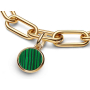 Charm Sterlingsilber 925 Mini-Medaillon grüne Imitation Malachit, Anhänger für Armband Symbol