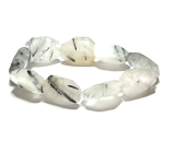 Kristall mit Turmalin elastisches Armband roher Naturstein 2 cm / 16 - 17 cm, Stein der Steine