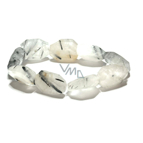 Kristall mit Turmalin elastisches Armband roher Naturstein 2 cm / 16 - 17 cm, Stein der Steine Kristall mit Turmalin elastisches Armband roher Naturstein 2 cm / 16 - 17 cm, Stein der Steine