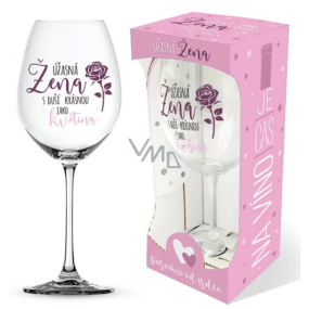 Nekupto Es ist Zeit für Wein Weinglas mit Aufdruck Wundervolle Frau... 440 ml