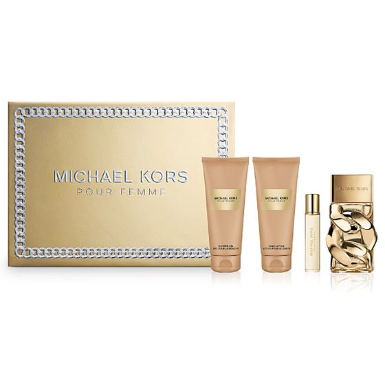 Michael Kors Pour Femme Eau de Parfum 100 ml + Körperlotion 100 ml + Duschgel 100 ml + Eau de Parfum 10 ml Miniatur, Geschenkset für Frauen