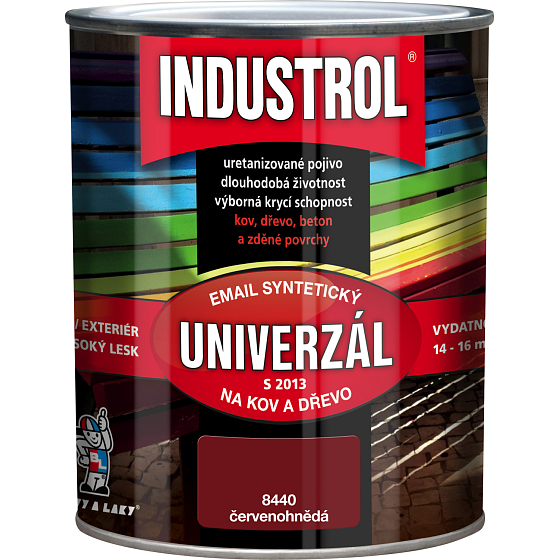 Industrol S2013 univerzál lesk vrchní barva na kov a dřevo, 8440 červenohnědá, 600 ml