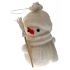 Weißer Schneemann mit Schal und Schneebesen zum Aufhängen von 11 cm