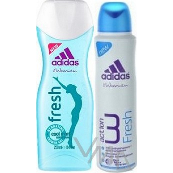 Adidas Fresh Duschgel 250 ml + Action 3 Frisches Antitranspirant Deodorant Spray 150 ml, Kosmetikset