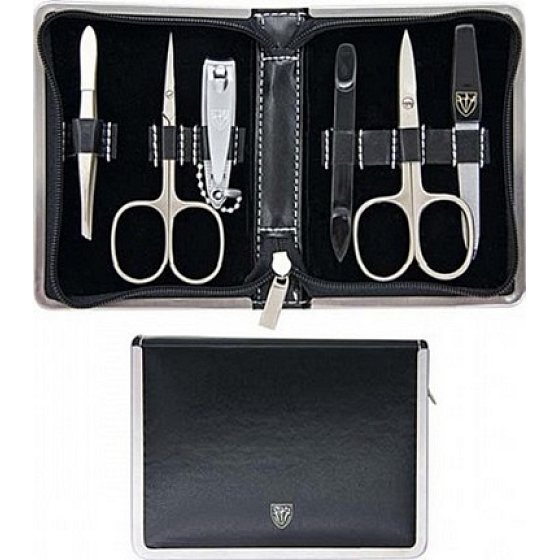 Kellermann 3 Swords Luxus Maniküre 6 Stück Kunstleder Schwarz aus hochwertigem Kunstleder Schwarz 5217 PN