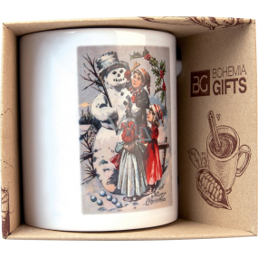 Böhmen Geschenke Keramikbecher mit einem Bild eines Schneemanns 350 ml