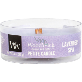 WoodWick Lavender Spa - Duftkerze mit Lavendelbad und zartem Holzdocht 31 g