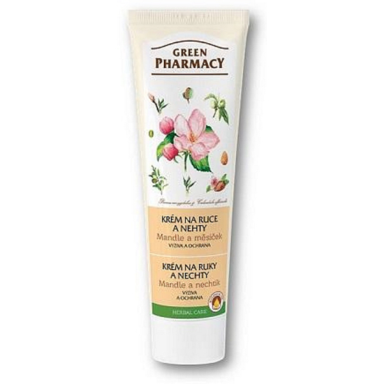 Green Pharmacy Mandeln und Ringelblumen Nähr- und Schutzcreme für Hände und Nägel 100 ml