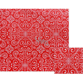 Nekupto Geschenkpapier 70 x 150 cm Rot mit weißen Ornamenten