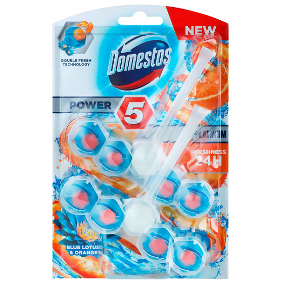 Domestos Power 5 Platinum Blau Lotus & Orange WC-Pad 2 x 55 g