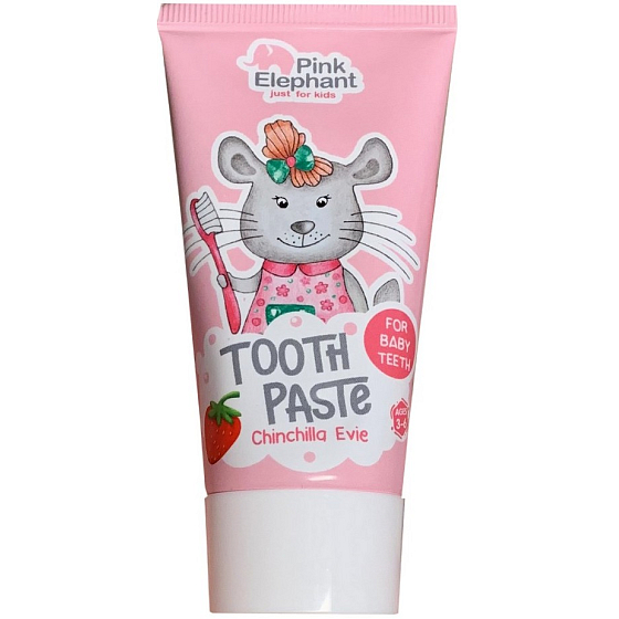 Pink Elephant Chinchilla Nela mit Erdbeergeschmack Zahnpasta für Kinder 50 ml
