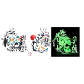 Charms Sterling Silber 925 Disney Pixar Coco Miguel & Dante Totenkopf leuchten im Dunkeln, Leuchtperlen Armband, Halloween