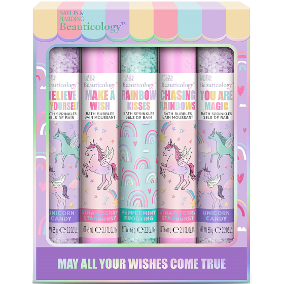 Baylis & Harding Einhorn Badekristalle 2 x 65 g + Badeschaum 3 x 65 ml, Kosmetikset für Frauen