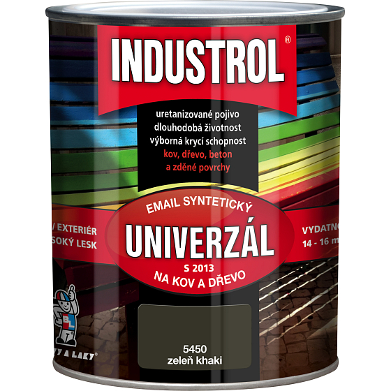 Industrol S2013 universell glänzende Deckfarbe für Metall und Holz, 5450 khaki grün, 750 ml