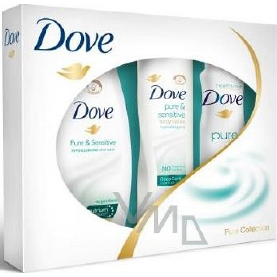 Dove Pure & Sensitive Deodorant Spray 150 ml + Duschgel 250 ml + Körperlotion 250 ml, Kosmetikset