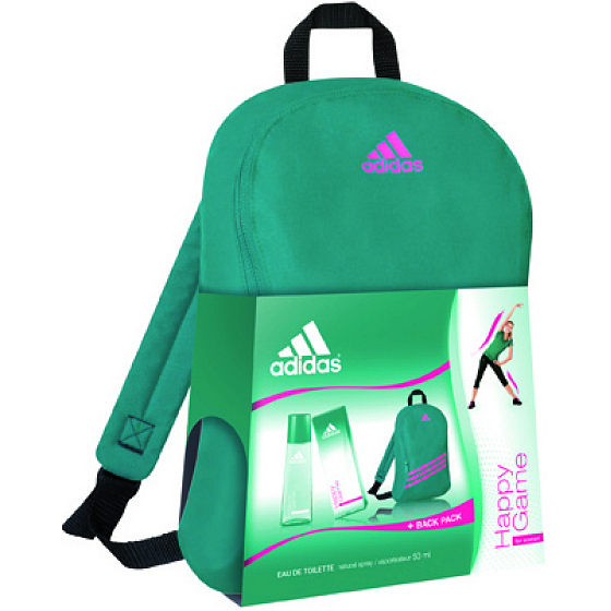 Adidas Happy Game Eau de Toilette 50 ml + Rucksack, Geschenkset für Frauen