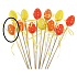 Plastikei mit Tupfen orange Aussparung 4 cm + Spieße