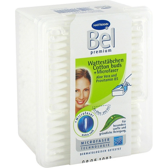 Bel Premium Wattestäbchen + Mikrofaser 300 Stück können