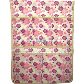 Taschentuch zum Aufhängen von Stoff rosa und gelben Blumen 43 x 31 cm 5 Taschen 668