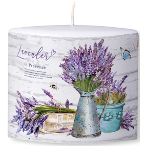 Kerzen Lavendelduftkerze mit Lavendelaufkleber Ellipse 110 x 45 x 110 mm 1 Stück