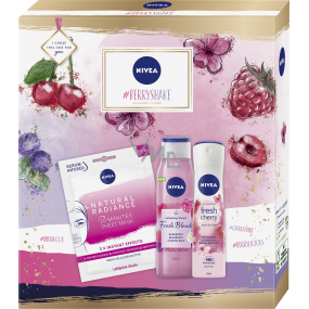 Nivea Berry Shake Antitranspirant Deodorant Spray 150 ml + Duschgel 300 ml + Gesichtsmaske 1 Stück, Kosmetikset für Frauen