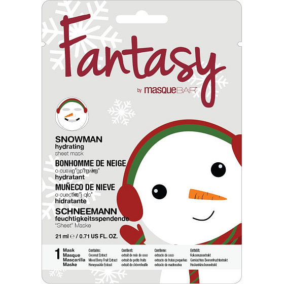 MasqueBar Fantasy Snowman Textile Feuchtigkeitsspendende Gesichtsmaske 21 ml