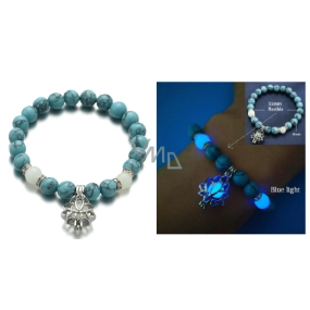 Tyrkenit glow-in-the-dark blau, Armband elastisch Naturstein, Perle 8 mm / 16-17 cm, Stein der jungen Leute, die ein Lebensziel suchen