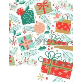 Nekupto Weihnachtsgeschenkpapier 70 x 1000 cm Weiß mit Geschenken