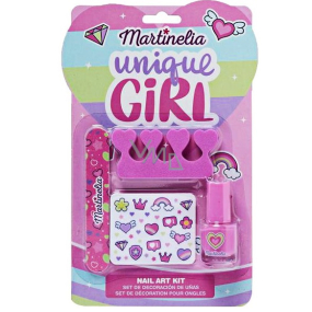 Martinelia Unique Girl Nagellack 4 ml + Nagelfeile + Nagelaufkleber + Fingertrenner, Kosmetikset für Kinder