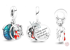 Sterling Silber 925 Disney Lilo & Stitch - Familie bedeutet, dass niemand zurückgelassen wird, 2in1 Familienarmband-Anhänger