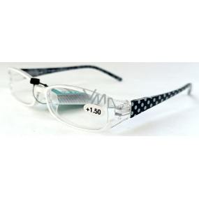 Berkeley Lese-Dioptrienbrille +1,5 Kunststoff weiß, schwarzer Seitenrahmen mit Punkten 1 Stück MC2089