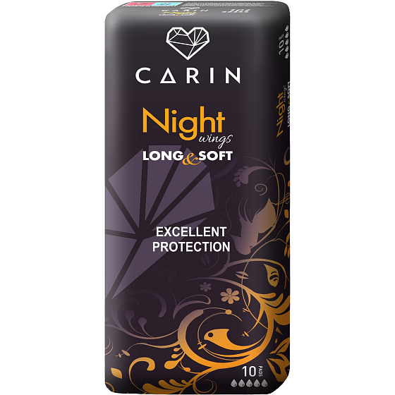 Carin Night Wings Lange & weiche Damenbinden mit Flügeln 10 Stück