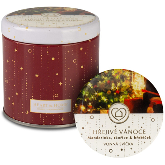 Heart & Home Warm Christmas Soja-Duftkerze in einer Dose brennt bis zu 30 Stunden 125 g